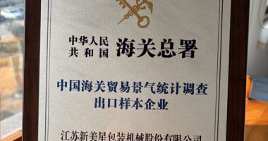 新美星荣获“中国海关贸易景气统计调查出口样本企业”称号